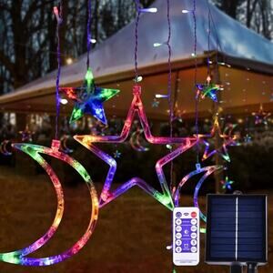 138 LED Decorations Lights, Solar Moon Stars Outdoor Waterproof Multicolor New